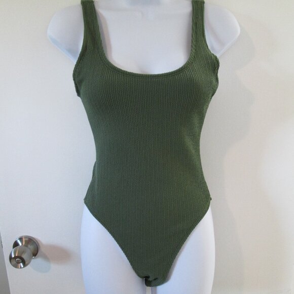 COTTON ON Junior's Low-Back One-Piece Swimsuit Khaki NWT Sz XS - Picture 3 of 8